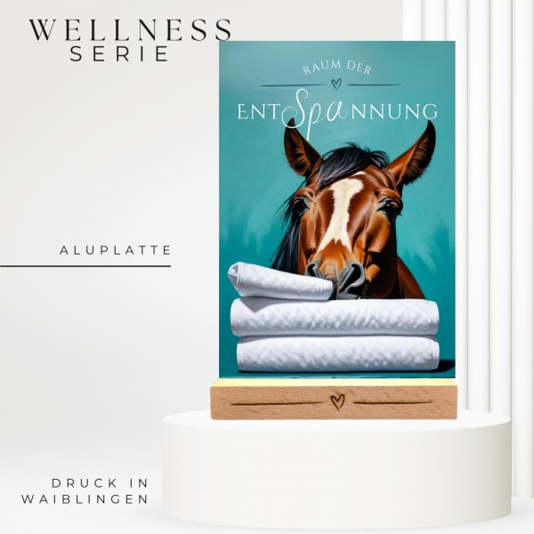 Pferd Schild Wellness Handtuch Entspannung Schild Spruch
