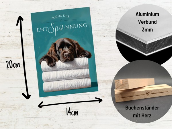 Hundeschild Deko Badezimmer Wellness Neufundländer Neufi Schild Spruch