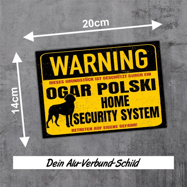 Schild Ogar Polski Polnische Bracke Warning Security System Türschild Hundeschild Warnschild Hund