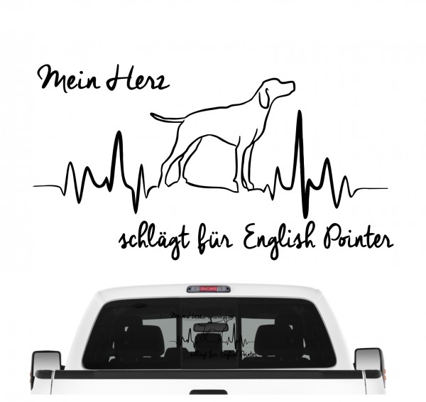 English Pointer Vorstehhund Jagdhund Dog Hundeaufkleber Herz AUTOAUFKLEBER Hunde HEARTBEAT EKG by SIVIWONDER