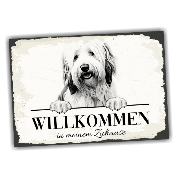 Hundeschild Willkommen Zuhause Bobtail Schild Achtung Spruch