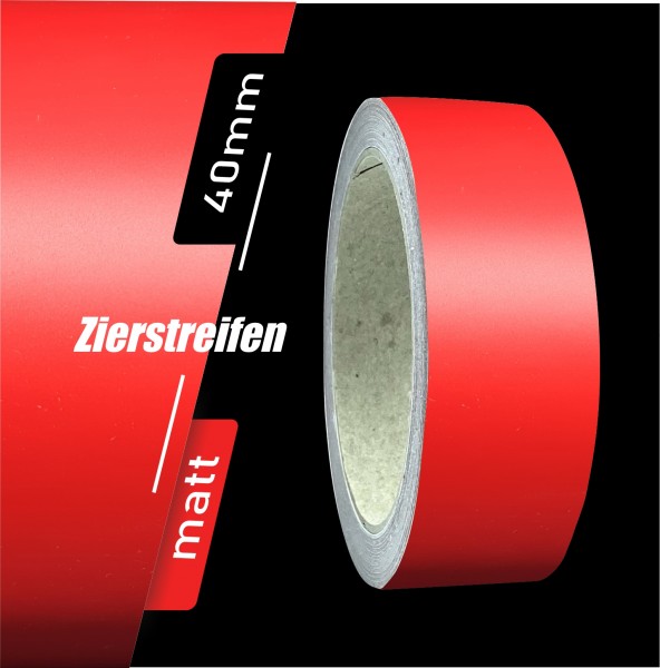Zierstreifen Matt rot feuerrot verkehrsrot 40mm in in 10 m Länge für Auto Boot Klebeband Dekorstreifen Tuningstreifen Autofolie Siviwonder