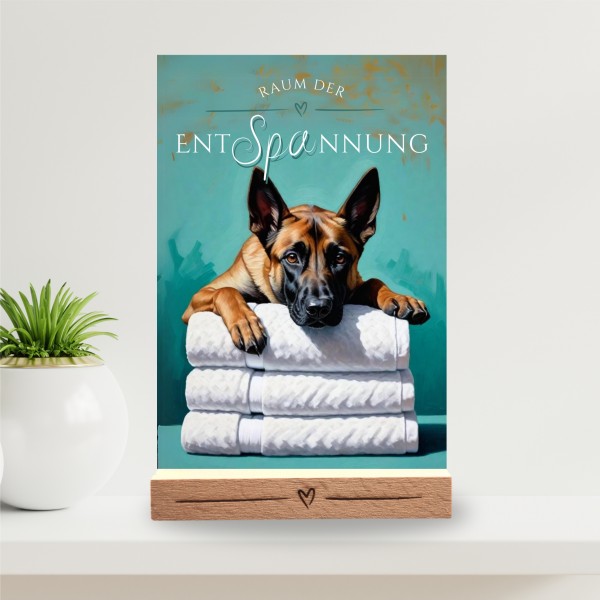Hundeschild Deko Badezimmer Wellness Malinois Schild Achtung