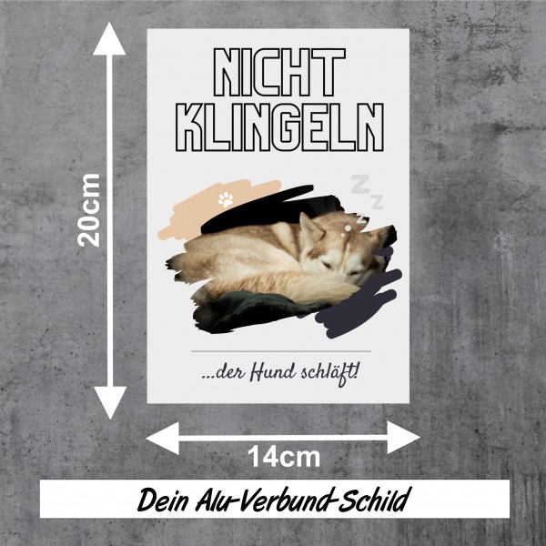 Husky Siberian Hund nicht klingeln schlafen Schild Dog Hund Magazin Spruch Türschild Hundeschild Wall Art Gefährte