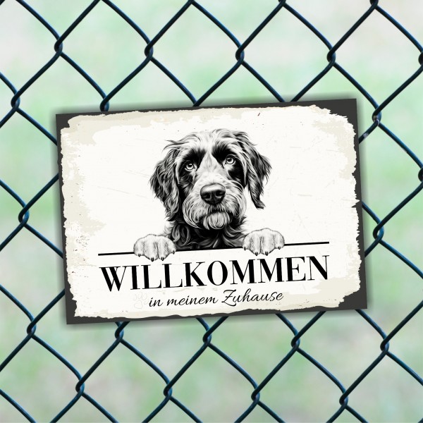 Hundeschild Willkommen Zuhause Pudelpointer Vorstehhund Schild Achtung Spruch