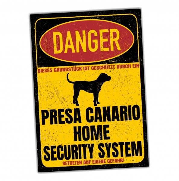 Presa Canario Dogo Türschild Danger Security System Warnschild Hund Schilder Hundeschild