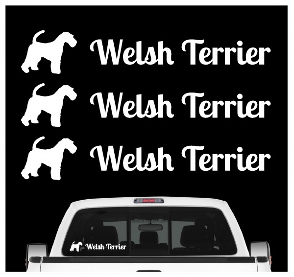 Welsh Terrier Welshie WT kleiner Airedale Dog 3er Set AUTOAUFKLEBER Aufkleber Hunde Hundemotiv by SIVIWONDER