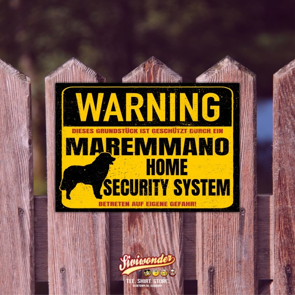 Maremmano Abruzzese Schild Warning Security System Türschild Hundeschild Warnschild Hund Achtung