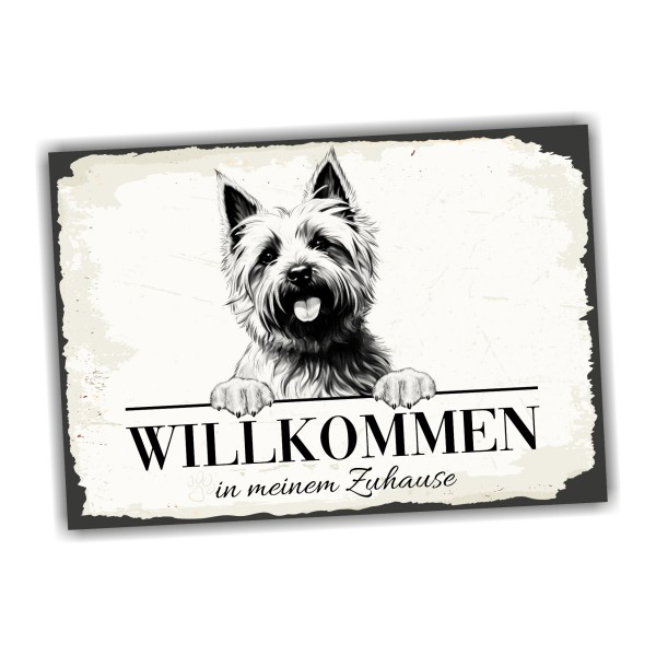 Hundeschild Willkommen Zuhause Cairn Terrier Kern Schild Achtung Spruch Türschild