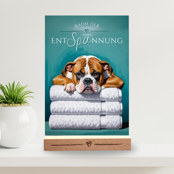 Hundeschild Deko Badezimmer Wellness English Bulldog Schild Spruch