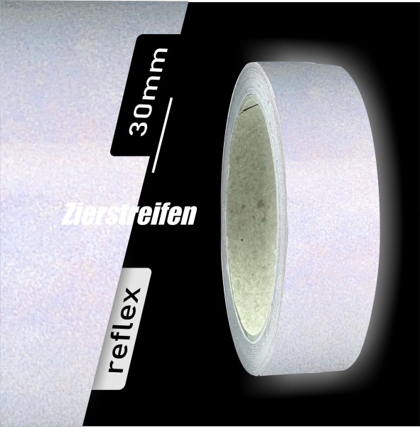 Zierstreifen reflektierend weiß 30mm 10 m Länge für Auto Boot Klebeband Dekorstreifen Reflexstreifen Tuningstreifen Autofolie Siviwonder