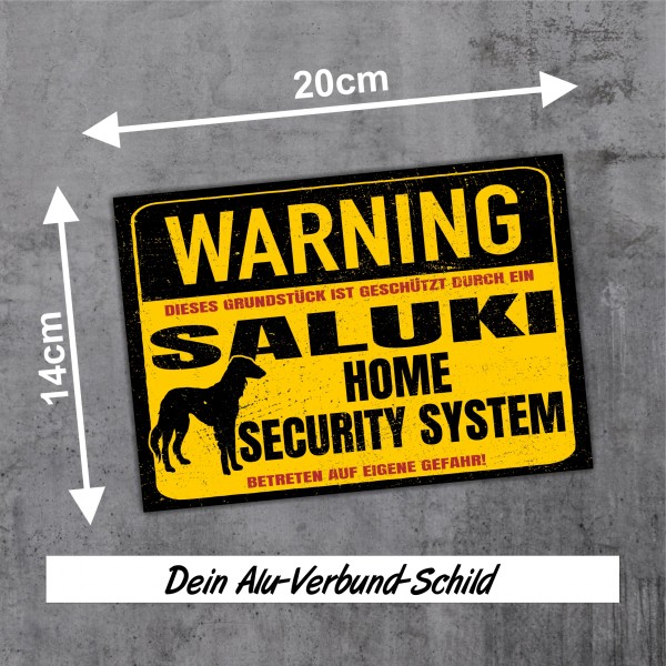 Schild Saluki Tazi Windhund Warning Security System Türschild Hundeschild Warnschild Hund