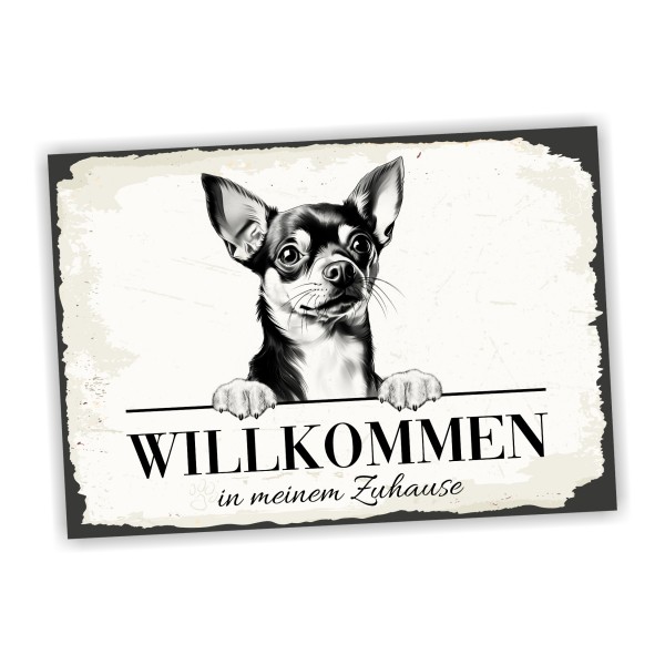 Hundeschild Willkommen Zuhause Chihuahua Schild Achtung Spruch Türschild