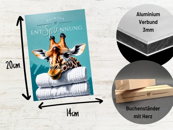 Giraffe Schild Wellness Handtuch Entspannung Schild Spruch