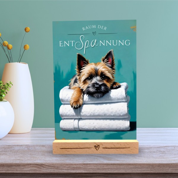 Hundeschild Deko Badezimmer Wellness Cairn Terrier Kern Schild Spruch