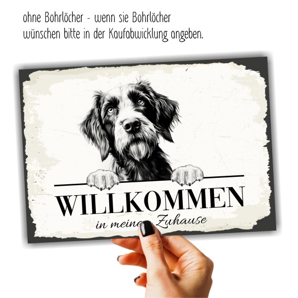 Hundeschild Willkommen Zuhause Deutsch Drahthaar Schild Achtung Spruch