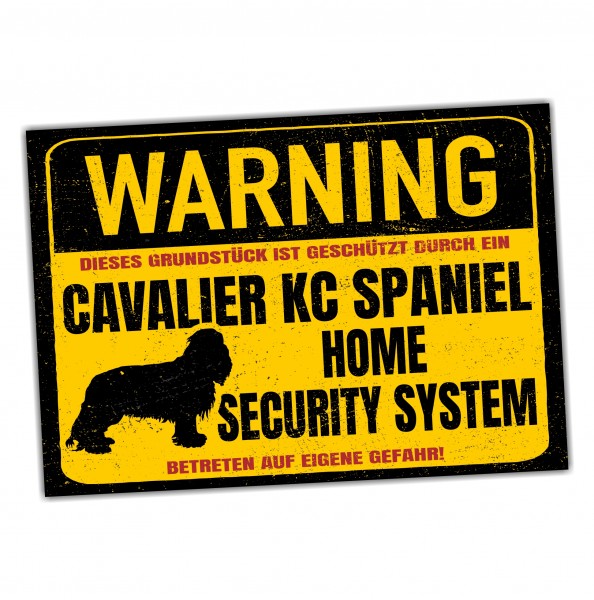 Cavalier King Charles Spaniel Dog Schild Warning Security System Türschild Hundeschild Warnschild