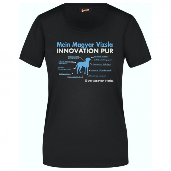 Magyar Vizsla Damen T-Shirt Innovation Hundemotiv Hungarian Pointer Schwarz