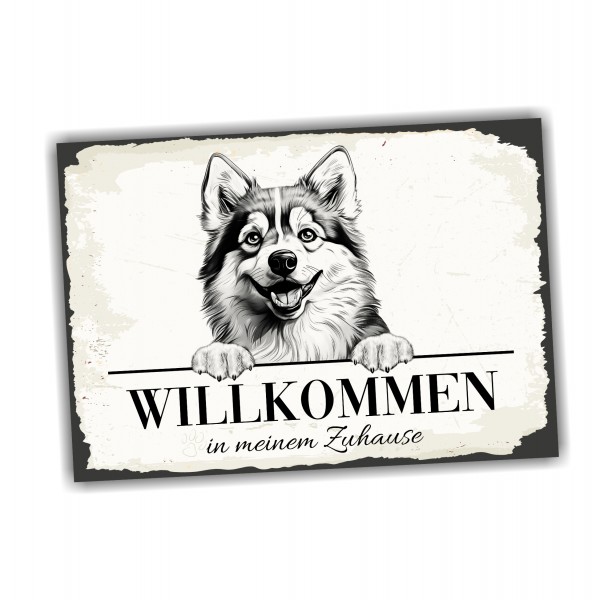 Hundeschild Willkommen Zuhause Pomsky Pom Husky Schild Achtung Spruch