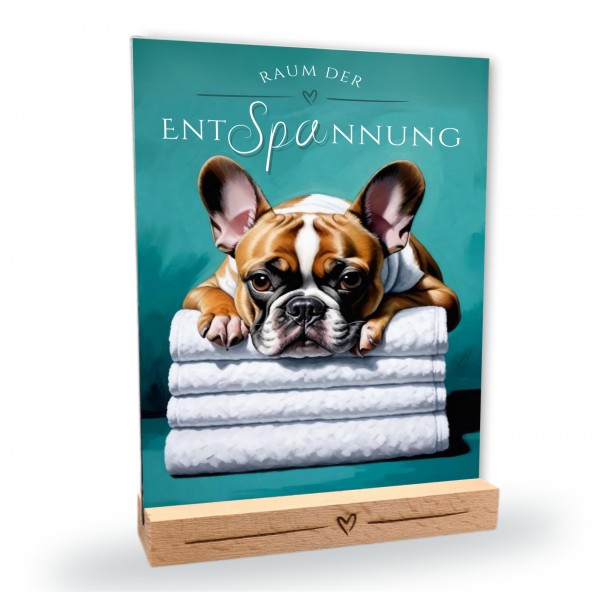 Hundeschild Deko Badezimmer Wellness French Bulldog Schild Spruch