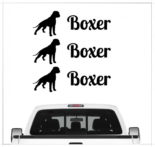 Boxer deutscher german Dog 3er Set AUTOAUFKLEBER Aufkleber Hunde Hundemotiv by SIVIWONDER