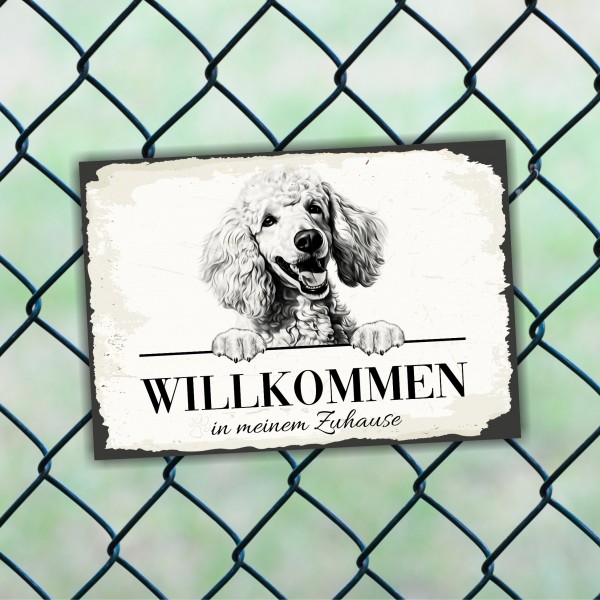 Hundeschild Willkommen Zuhause Pudel Schild Achtung Spruch