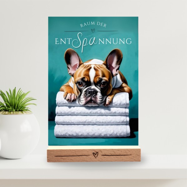Hundeschild Deko Badezimmer Wellness French Bulldog Schild Spruch