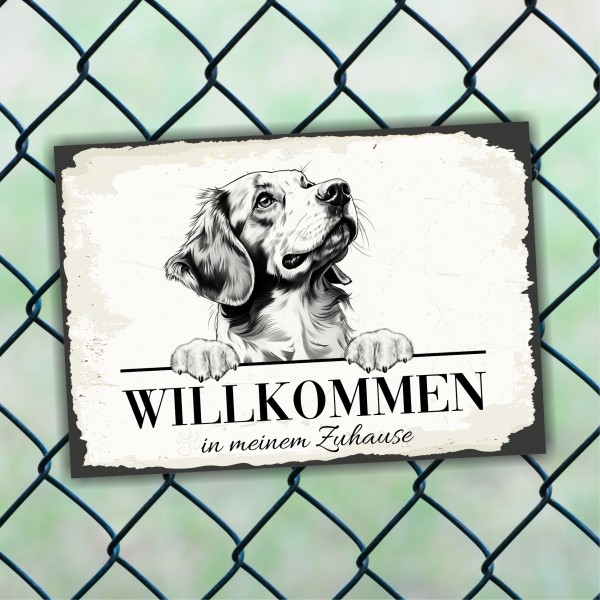 Hundeschild Willkommen Zuhause Epagneul Breton Schild Achtung Spruch