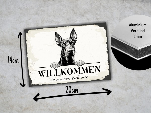 Hundeschild Willkommen Zuhause Dobermann Dobi Schild Achtung Spruch