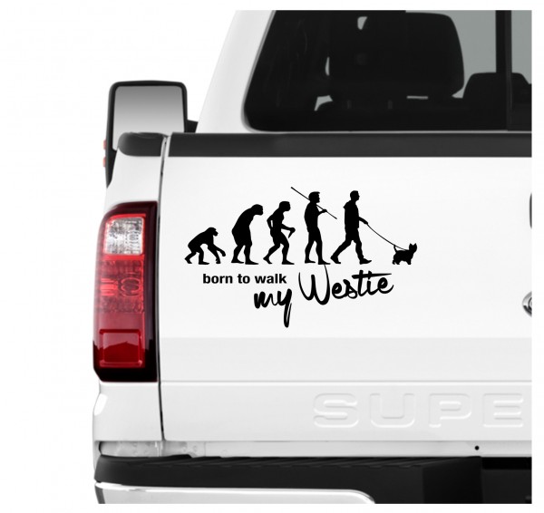 Westie West Highland White Terrier Roseneath Westy Evolution Born to Walk Hunde Aufkleber Sticker Autoaufkleber Wandtattoo Tattoo