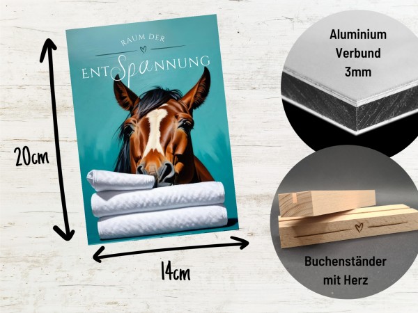 Pferd Schild Wellness Handtuch Entspannung Schild Spruch