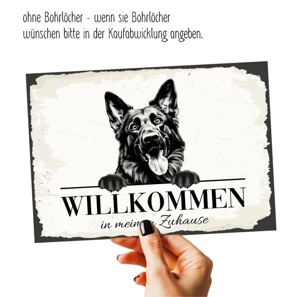 Hundeschild Willkommen Zuhause Deutscher Schäferhund Schild Achtung Spruch