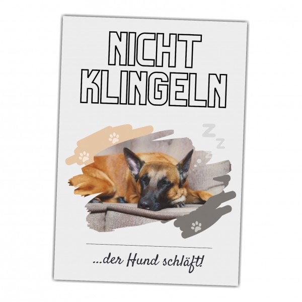 Malinois Belgian Mali nicht klingeln schlafen Schild Dog Hund Magazin Spruch Türschild Hundeschild Wall Art Gefährte