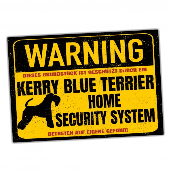 Kerry Blue Terrier Schild Warning Security System Türschild Hundeschild Warnschild Hund