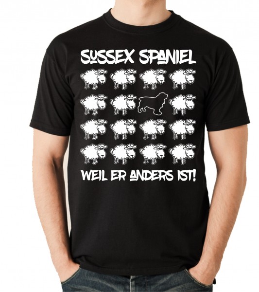 SUSSEX SPANIEL UNISEX T-SHIRT BLACK SHEEP by SIVIWONDER