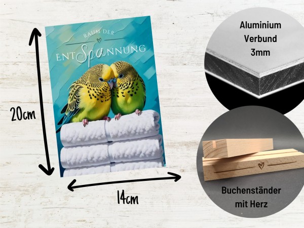 Wellensittich Schild Wellness Handtuch Entspannung Schild Spruch