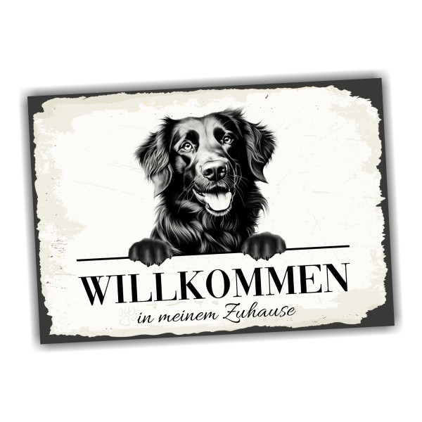 Hundeschild Willkommen Zuhause Flat Coated Retriever Schild Achtung Spruch