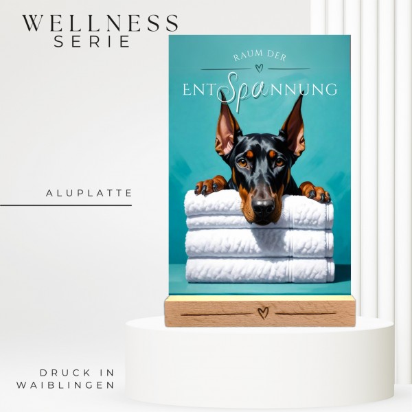 Hundeschild Deko Badezimmer Wellness Dobermann Dobi Schild Spruch