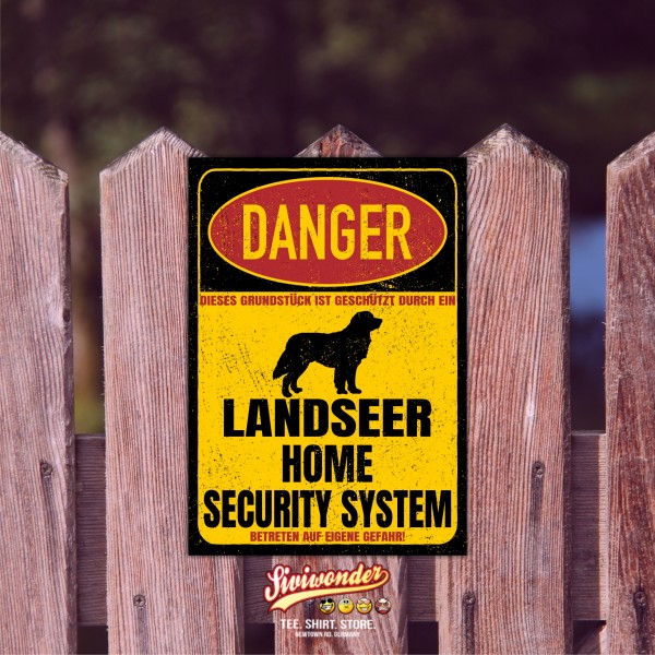 Landseer Schweiz Wachhund Landser Dog Türschild Danger Security System Warnschild Hund Schilder Hundeschild