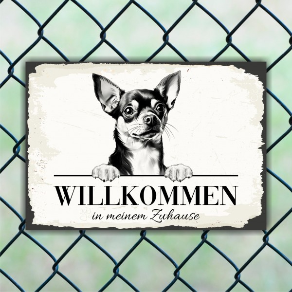 Hundeschild Willkommen Zuhause Chihuahua Schild Achtung Spruch Türschild
