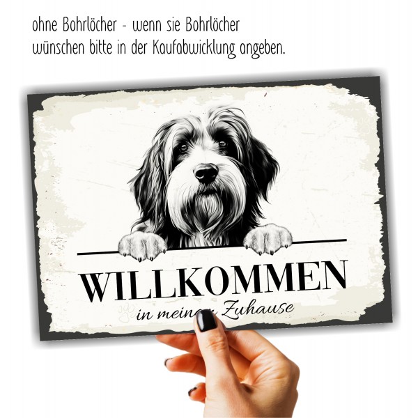Hundeschild Willkommen Zuhause Bearded Collie Beardie Schild
