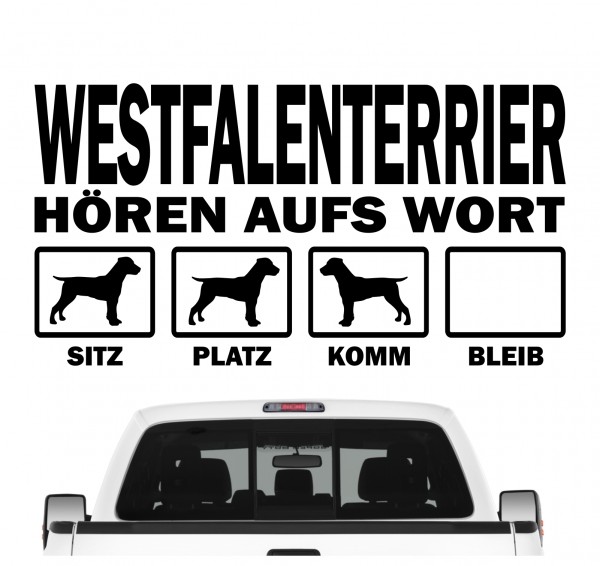 Westfalenterrier Westfalen Terrier Jagd Jagdterrier Hört aufs Wort Hunde Aufkleber Sticker Autoaufkleber Wandtattoo Tattoo