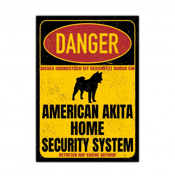 American Akita Inu Japan Great Japanese Dog Dog Türschild Danger Security System Warnschild Hund Schilder Hundeschild happy Design by Siviwonder