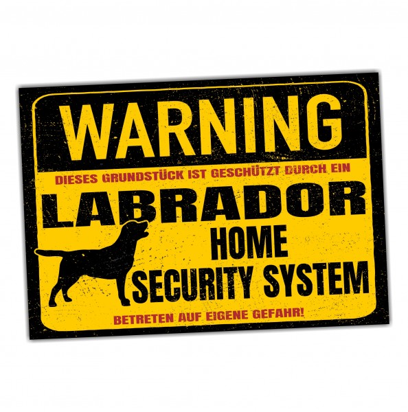 Labrador Labby Schild Warning Security System Türschild Hundeschild Warnschild Hund