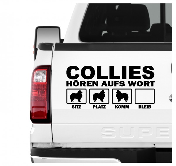 Collie Langhaar Langhaarcollie Lassie Schottischer Schäferhund Dog Hört aufs Wort Hunde Aufkleber Sticker Autoaufkleber