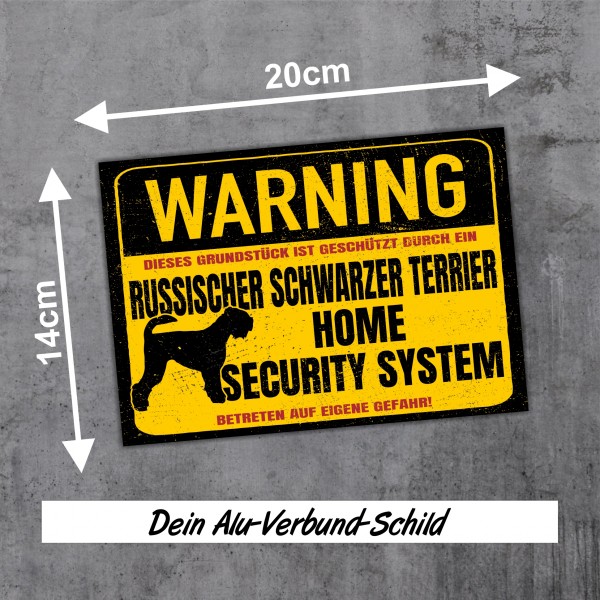 Schild Russischer Schwarzer Terrier Warning Security System Türschild Hundeschild Warnschild Hund