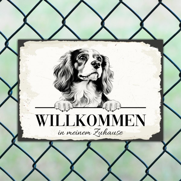 Hundeschild Willkommen Zuhause Cavalier King Charles Spaniel Schild Achtung
