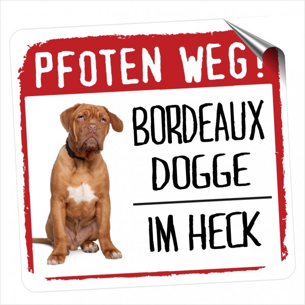 Bordeauxdogge Dogue de Bordeaux Aufkleber PFOTEN WEG Hundeaufkleber Folie Hund