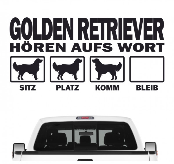Golden Retriever Goldie Hört aufs Wort Hunde Aufkleber Sticker Autoaufkleber Wandtattoo Tattoo