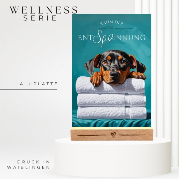 Hundeschild Deko Badezimmer Wellness Deutscher Pinscher Schild Spruch